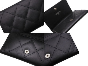 極美品 CHANEL シャネル カードケース カンボンライン 17番台 ココマーク レザー エナメル ブラック ピンク 中古 4b002571