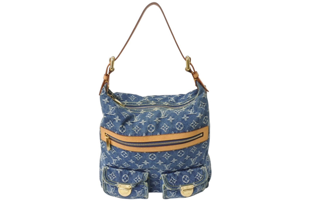 LOUIS VUITTON ルイヴィトン バギーGM ショルダーバッグ M95048 モノグラムデニム ブルー ベージュ 美品 中古 4b002591
