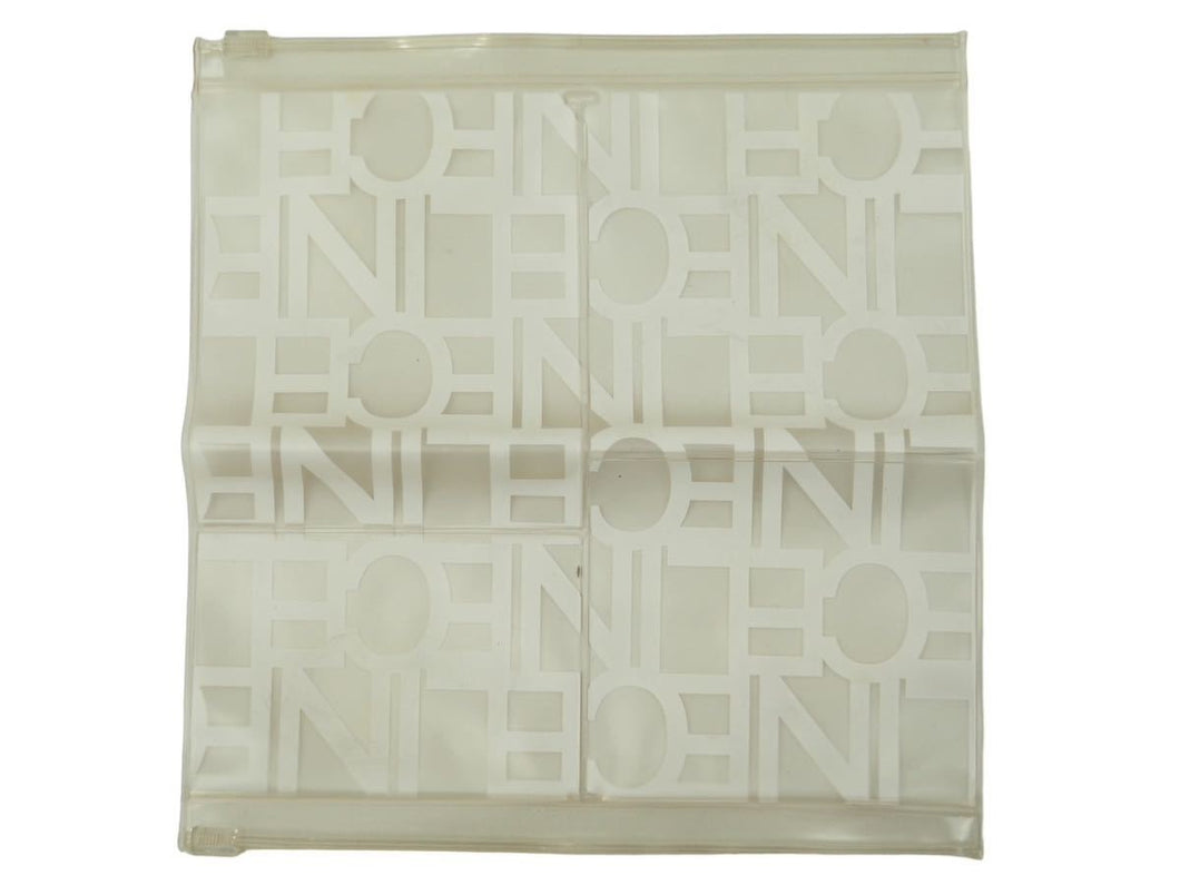 CELINE セリーヌ ビニールポーチ ミニポーチ 袋 ブランドロゴ 総柄 ホワイト クリア PVC 良品 中古 29225