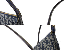 Load image into Gallery viewer, CHRISTIAN DIOR クリスチャンディオール サドルポーチ ワンショルダーバッグ MC1021 ネイビー キャンバス レザー ゴールド金具 美品 4b002688