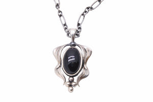 GEORG JENSEN ジョージジェンセン 2015 イヤーペンダント ネックレス ブラック シルバー 925 レディース 美品 中古 30670