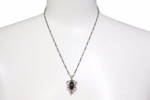 GEORG JENSEN ジョージジェンセン 2015 イヤーペンダント ネックレス ブラック シルバー 925 レディース 美品 中古 30670