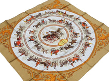 Load image into Gallery viewer, [USED/中古]HERMES エルメス スカーフ カレ90 ロンシャンへの散歩 ベージュ オレンジ 極美品 中古 60969