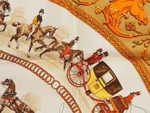 Load image into Gallery viewer, [USED/中古]HERMES エルメス スカーフ カレ90 ロンシャンへの散歩 ベージュ オレンジ 極美品 中古 60969