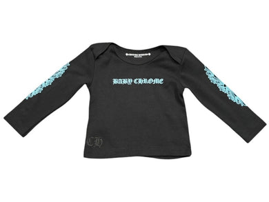新品未使用 CHROME HEARTS クロムハーツ キッズ BABY CHROME ベイビークロム 長袖Tシャツ サイズ18 MONTHS フローラル 中古 4b003237