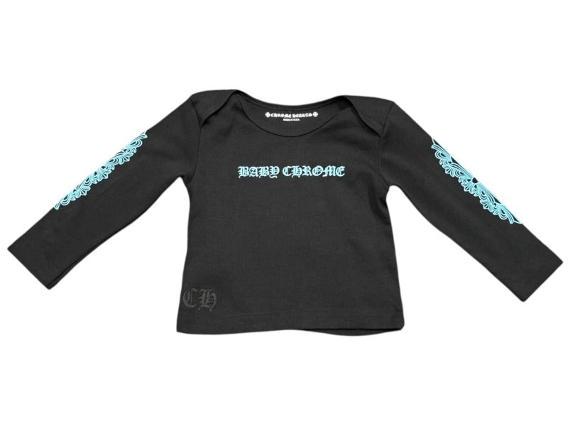 新品未使用 CHROME HEARTS クロムハーツ キッズ BABY CHROME ベイビークロム 長袖Tシャツ サイズ18 MONTHS フローラル 中古 4b003237