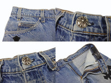 画像をギャラリービューアに読み込む, 未使用 CHROME HEARTS × Levi&#39;s クロムハーツ リーバイス クロスパッチ デニムスカート インディゴブルー ブラック サイズ26 中古 4b003354 