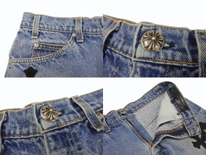 未使用 CHROME HEARTS × Levi's クロムハーツ リーバイス クロスパッチ デニムスカート インディゴブルー ブラック サイズ26 中古 4b003354 