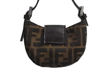 Load image into Gallery viewer, FENDI フェンディ マンマバケット ミニクロワッサン ハンドバッグ 26673 キャンバス レザー ブラウン ズッカ柄 美品 中古 4b003398
