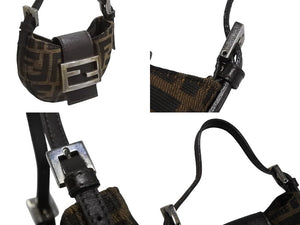 FENDI フェンディ マンマバケット ミニクロワッサン ハンドバッグ 26673 キャンバス レザー ブラウン ズッカ柄 美品 中古 4b003398