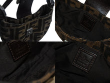 Load image into Gallery viewer, FENDI フェンディ マンマバケット ミニクロワッサン ハンドバッグ 26673 キャンバス レザー ブラウン ズッカ柄 美品 中古 4b003398