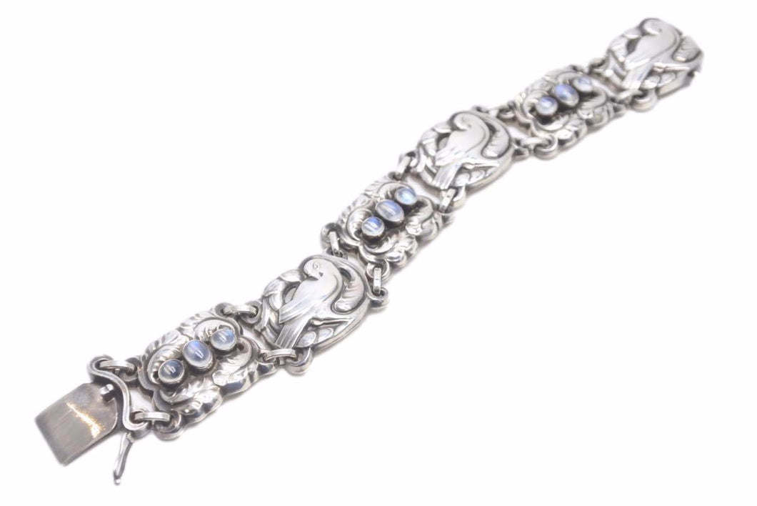 特大サイズ GEOGE JENSEN ジョージ ジェンセン ブレスレット 14 シルバー 925 49.65g ムーンストーン ヴィンテージ 美品 34443
