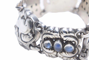 特大サイズ GEOGE JENSEN ジョージ ジェンセン ブレスレット 14 シルバー 925 49.65g ムーンストーン ヴィンテージ 美品 34443