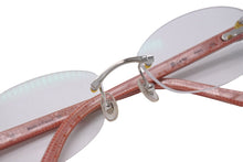 Load image into Gallery viewer, CARTIER カルティエ メガネ レッド プラスチックテンプル リムレス 大理石調 シルバー金具 美品 中古 N37037
