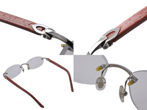 CARTIER カルティエ メガネ レッド プラスチックテンプル リムレス 大理石調 シルバー金具 美品 中古 N37037