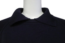 Load image into Gallery viewer, Loro Piana ロロピアーナ ポロセーター ニット 長袖 カシミヤ シルク ネイビー グレー サイズ52 美品 中古 37414