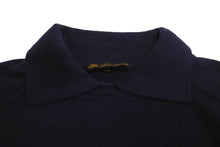 Load image into Gallery viewer, Loro Piana ロロピアーナ ポロセーター ニット 長袖 カシミヤ シルク ネイビー グレー サイズ52 美品 中古 37414