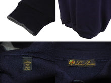 Load image into Gallery viewer, Loro Piana ロロピアーナ ポロセーター ニット 長袖 カシミヤ シルク ネイビー グレー サイズ52 美品 中古 37414