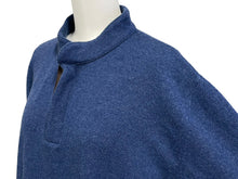 Load image into Gallery viewer, Loro Piana ロロピアーナ 長袖ニット セーター マオカラー ハーフボタン カシミヤ ラムスウェードレザー ブルー 52 美品 中古 37415