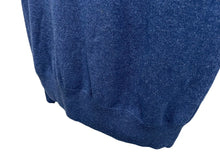 Load image into Gallery viewer, Loro Piana ロロピアーナ 長袖ニット セーター マオカラー ハーフボタン カシミヤ ラムスウェードレザー ブルー 52 美品 中古 37415