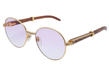 Load image into Gallery viewer, Cartier カルティエ メガネ 眼鏡 ウッドテンプル サングラス ヴィンテージ アイウェア 度無し カラーレンズ 55□18 135 美品 37442