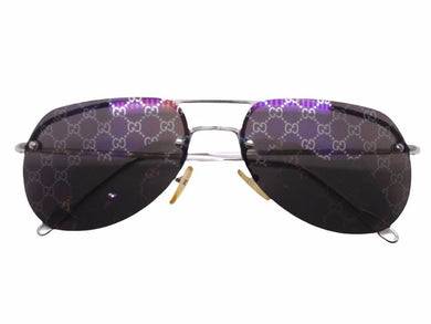 GUCCI グッチ サングラス ヴィンテージ ミラーレンズ GG柄 シルバー金具 ユニセックス 良好 N37543