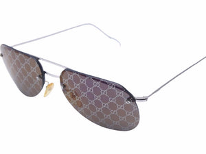 GUCCI グッチ サングラス ヴィンテージ ミラーレンズ GG柄 シルバー金具 ユニセックス 良好 N37543