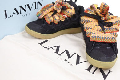 LANVIN ランバン スニーカー CURB ブラック FM-SKRK11-DRAG-A20 シューズ 靴 カーフ レザー スウェード サイズ42 中古 37686