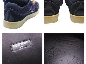 LANVIN ランバン スニーカー CURB ブラック FM-SKRK11-DRAG-A20 シューズ 靴 カーフ レザー スウェード サイズ42 中古 37686