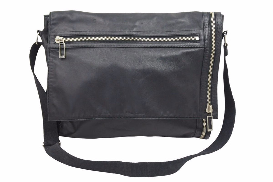 DIOR HOMME ディオールオム ショルダーバッグ ブラック ラムスキン ジップデザイン メンズ 良好 37948