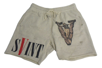 SAINT MICHAEL セントマイケル × Vlone ヴィーロン コラボ ショートパンツ スウェット コットン ベージュ グレー M 良品 中古 38100 