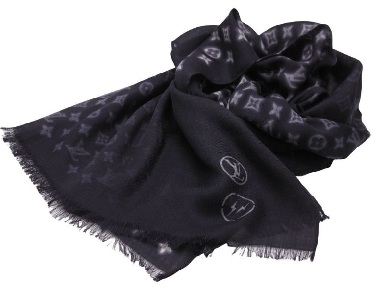 ルイヴィトン ストール エトール モノグラム エクリプス ブラーリー フラグメント M73743 ブラック 藤原ヒロシ 美品 38381