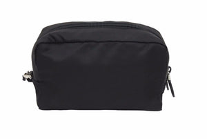 PRADA プラダ ナイロン ポーチ ミニ ナイロン 1NE393 三角ロゴ ブラック シルバー レディース 美品 38528
