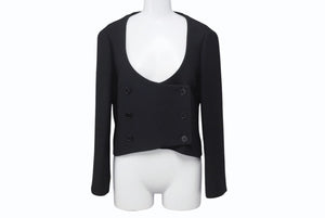 極美品 CHRISTIANDIOR クリスチャンディオール クロップドテーラードジャケット 7H21201A1162 ウール シルク ブラック サイズ36 中古 4b003295