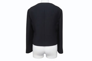 極美品 CHRISTIANDIOR クリスチャンディオール クロップドテーラードジャケット 7H21201A1162 ウール シルク ブラック サイズ36 中古 4b003295
