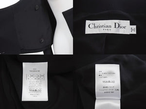 極美品 CHRISTIANDIOR クリスチャンディオール クロップドテーラードジャケット 7H21201A1162 ウール シルク ブラック サイズ36 中古 4b003295