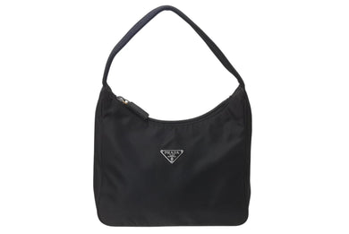 PRADA プラダ ホーボー ハンドバッグ ワンショルダーバッグ MV515 トライアングルロゴ ナイロン ブラック 美品 中古 4b003907
