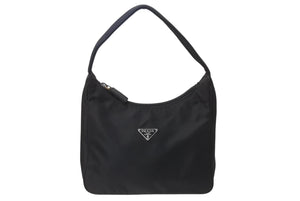 PRADA プラダ ホーボー ハンドバッグ ワンショルダーバッグ MV515 トライアングルロゴ ナイロン ブラック 美品 中古 4b003907