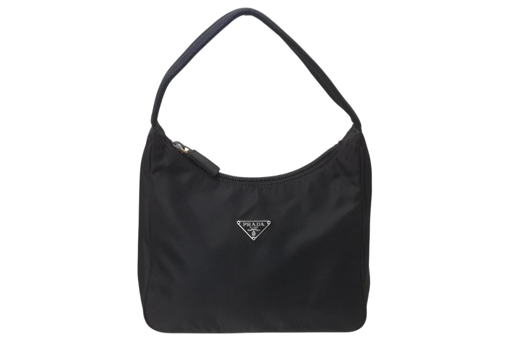 PRADA プラダ ホーボー ハンドバッグ ワンショルダーバッグ MV515 トライアングルロゴ ナイロン ブラック 美品 中古 4b003907