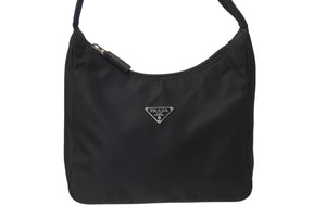 PRADA プラダ ホーボー ハンドバッグ ワンショルダーバッグ MV515 トライアングルロゴ ナイロン ブラック 美品 中古 4b003907