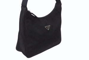 PRADA プラダ ホーボー ハンドバッグ ワンショルダーバッグ MV515 トライアングルロゴ ナイロン ブラック 美品 中古 4b003907