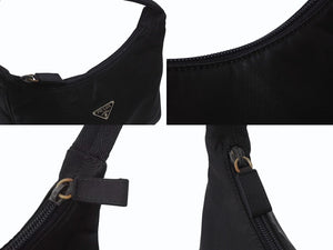 PRADA プラダ ホーボー ハンドバッグ ワンショルダーバッグ MV515 トライアングルロゴ ナイロン ブラック 美品 中古 4b003907