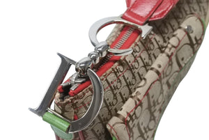 極美品 Christian Dior クリスチャンディオール ショルダーバッグ トロッター ラスタカラー レザー キャンバス シルバー金具 中古 4b004833