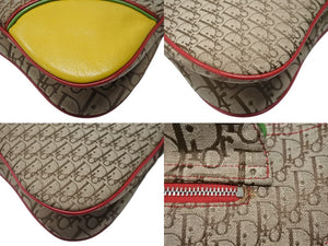 極美品 Christian Dior クリスチャンディオール ショルダーバッグ トロッター ラスタカラー レザー キャンバス シルバー金具 中古 4b004833