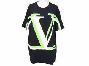 VALENTINO ヴァレンチノ 半袖Tシャツ UV3MG08C6K7 カットソー ブラック グリーン ホワイト サイズL 美品41161