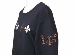 lucien pellat-finet ルシアンぺラフィネ 長袖Tシャツ プリント ラインストーン 1.p-f コットン ブラック サイズM 41164