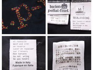 lucien pellat-finet ルシアンぺラフィネ 長袖Tシャツ プリント ラインストーン 1.p-f コットン ブラック サイズM 41164