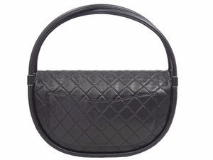 極美品 CHANEL シャネル マトラッセ フラフープバッグ ラムスキン ミニ ブラック 中古 17番台 41350