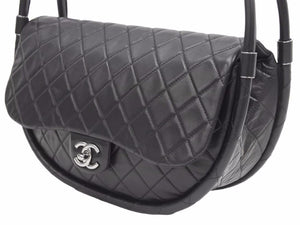 極美品 CHANEL シャネル マトラッセ フラフープバッグ ラムスキン ミニ ブラック 中古 17番台 41350