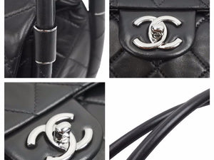 極美品 CHANEL シャネル マトラッセ フラフープバッグ ラムスキン ミニ ブラック 中古 17番台 41350